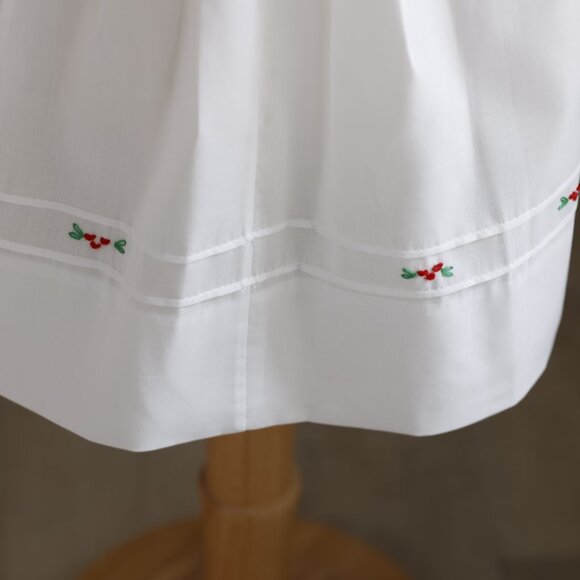 White Smocked Feltman Brothers Bishop Dress Red Green Embroidery NWT - Picture 6 of 6